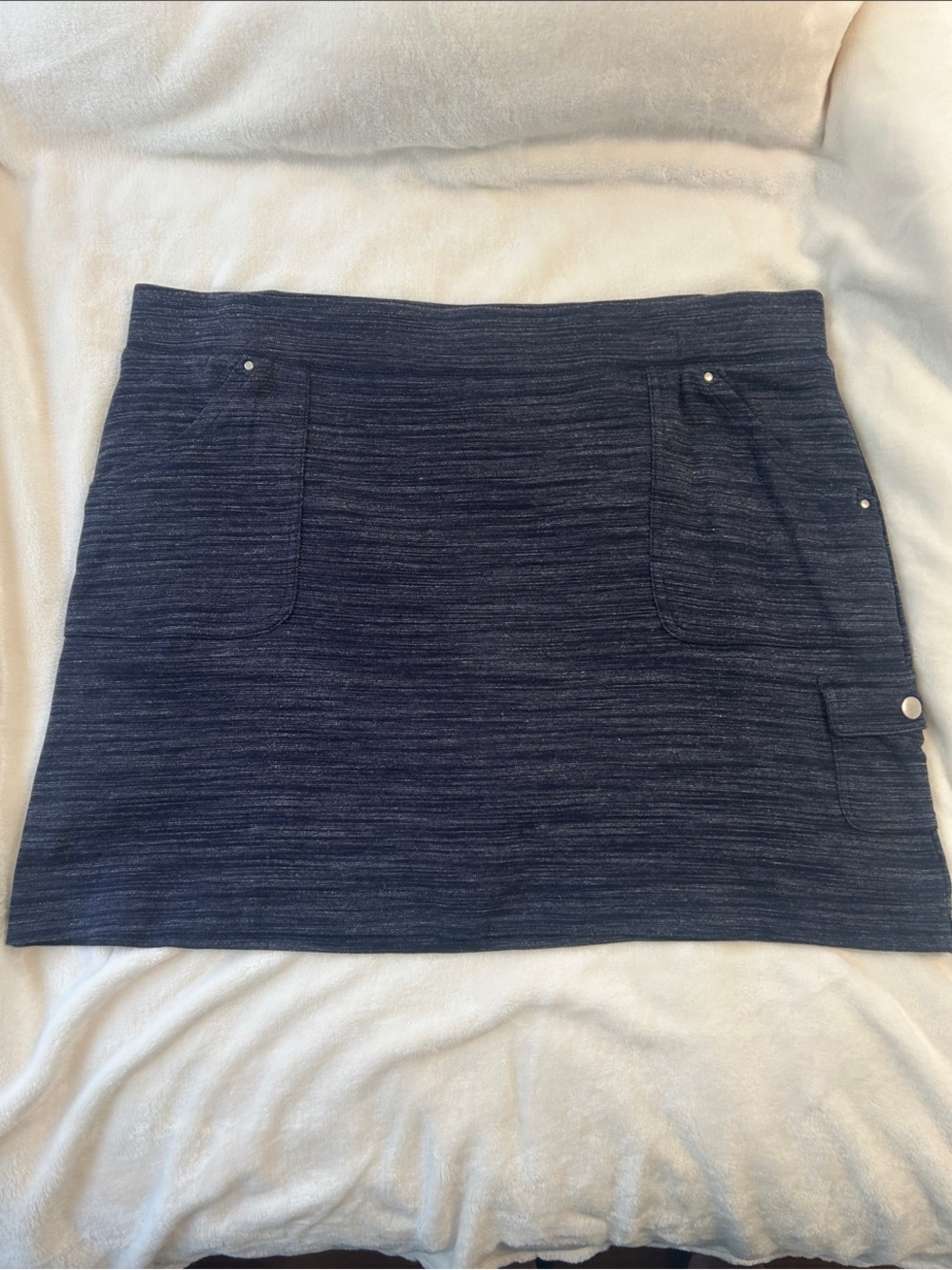 croft & barrow Dark Blue Heather Mini Skirt with Front Pockets